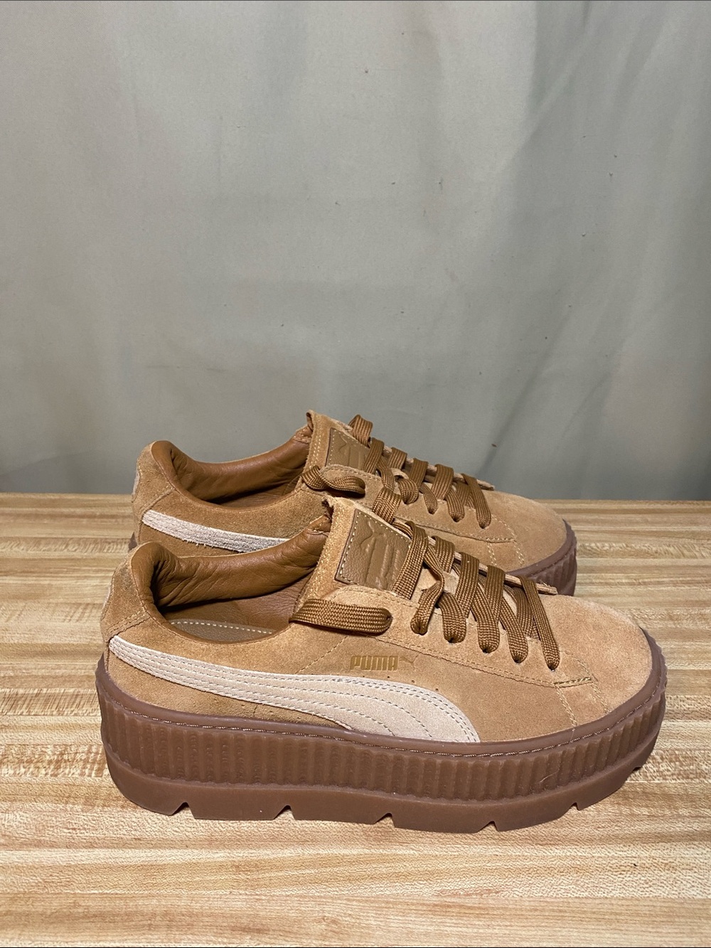Puma x Rihanna Fenty Cleated Creeper Suede Womens Golden Brown Shoes Size 8.5
